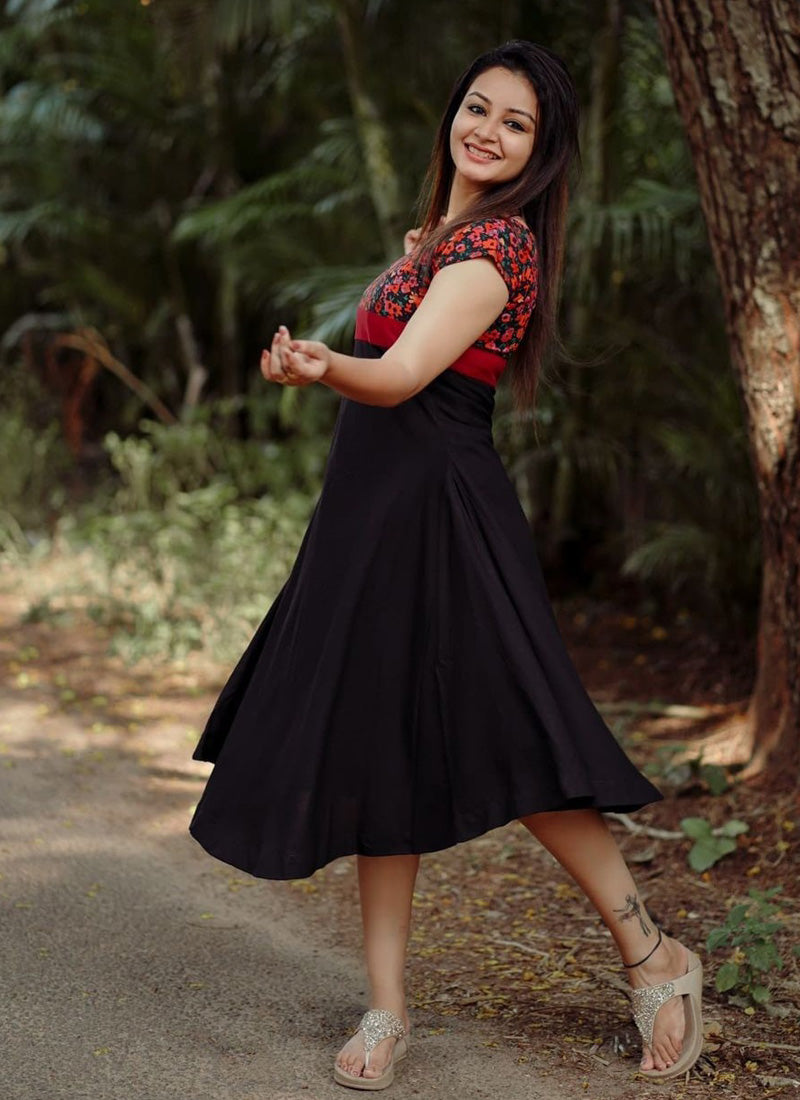 Stylish Black & Red Western Dress
